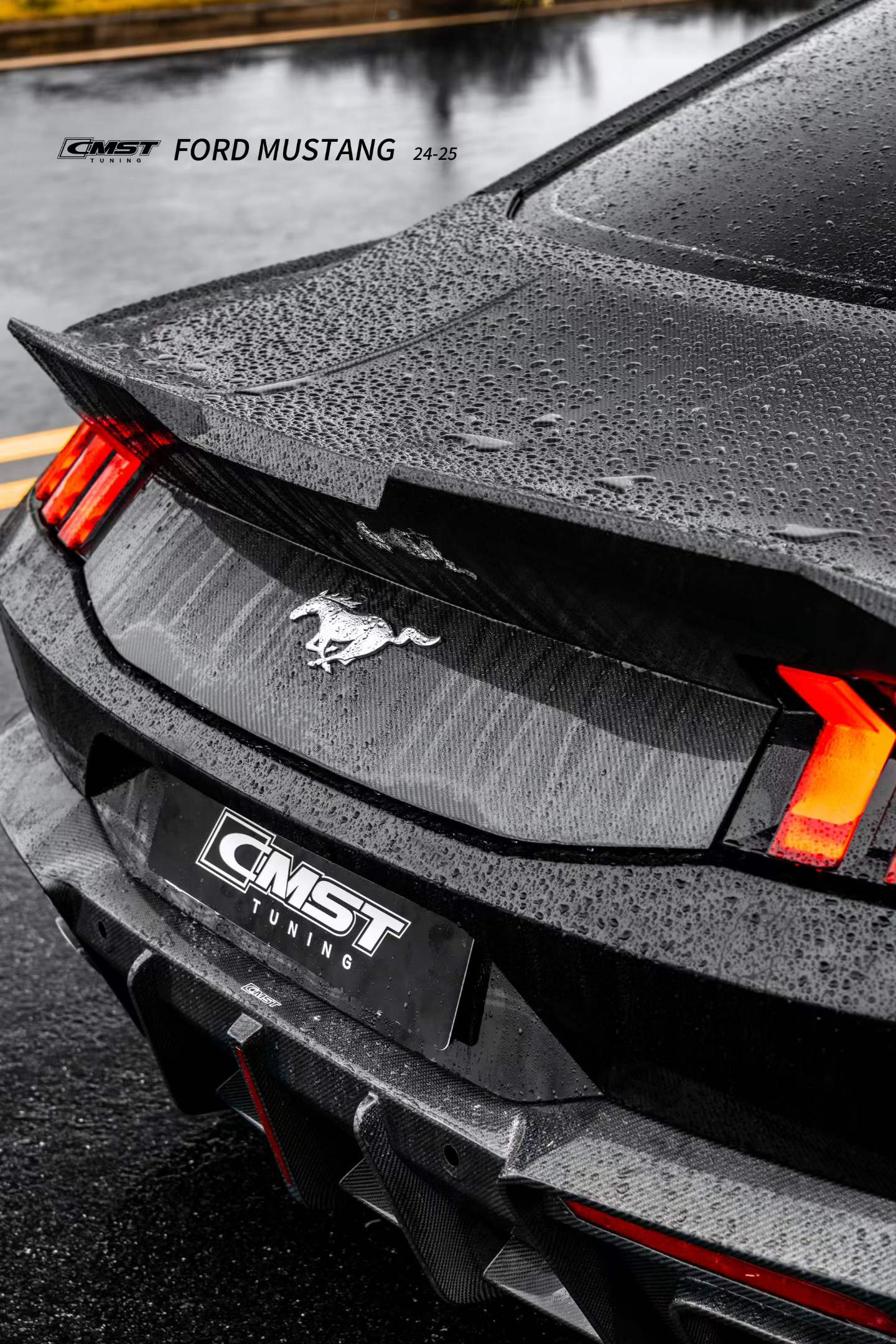 Ford Mustang S650 2.3 Ecoboost 5.0 GT Dark Horse 2024-ON with Aftermarket Parts - Rear Ducktail Trunk Lid Carbon Fiber / FRP from CMST Tuning