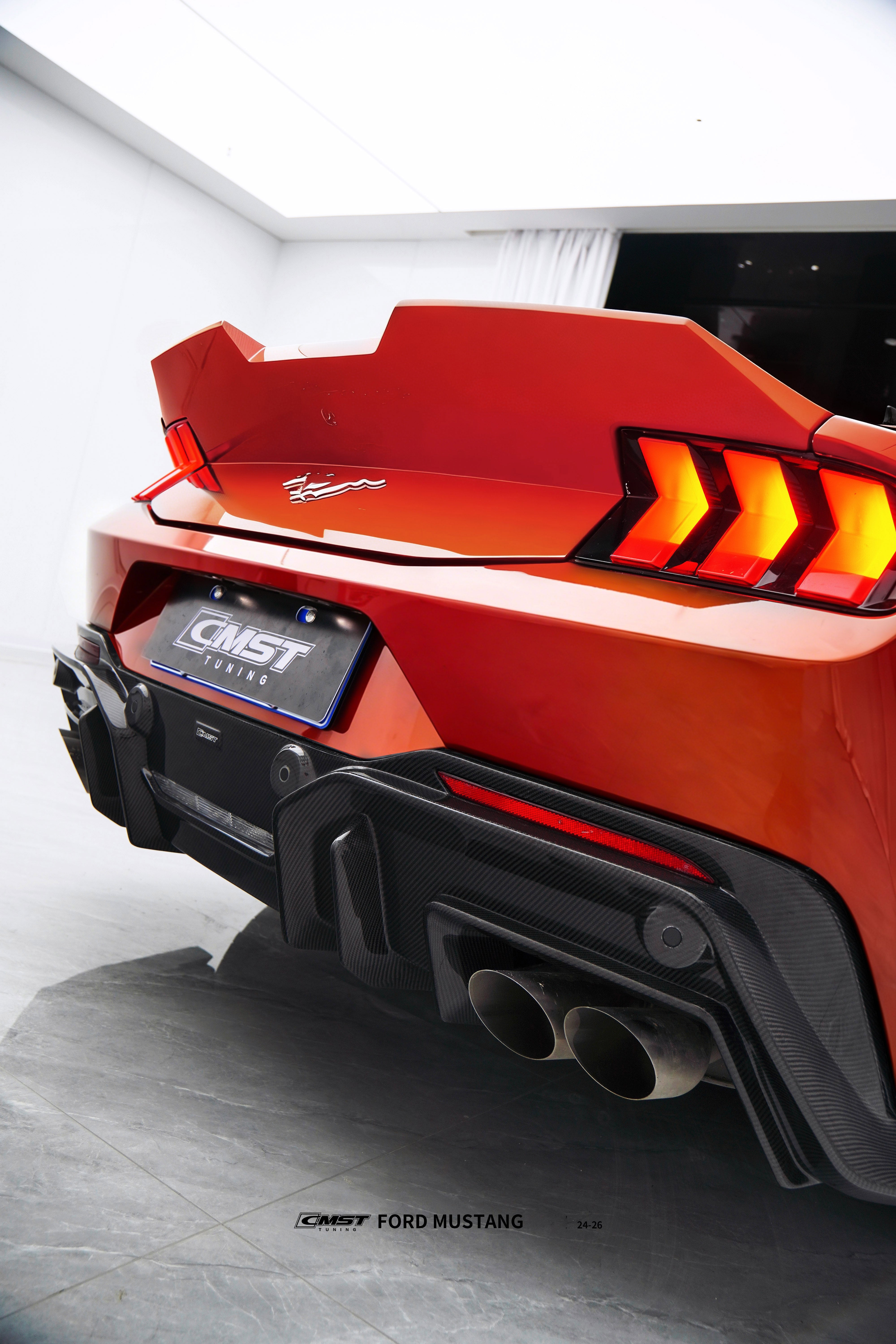 Ford Mustang S650 2.3 Ecoboost 5.0 GT Dark Horse 2024-ON with Aftermarket Parts - Rear Ducktail Trunk Lid Carbon Fiber / FRP from CMST Tuning