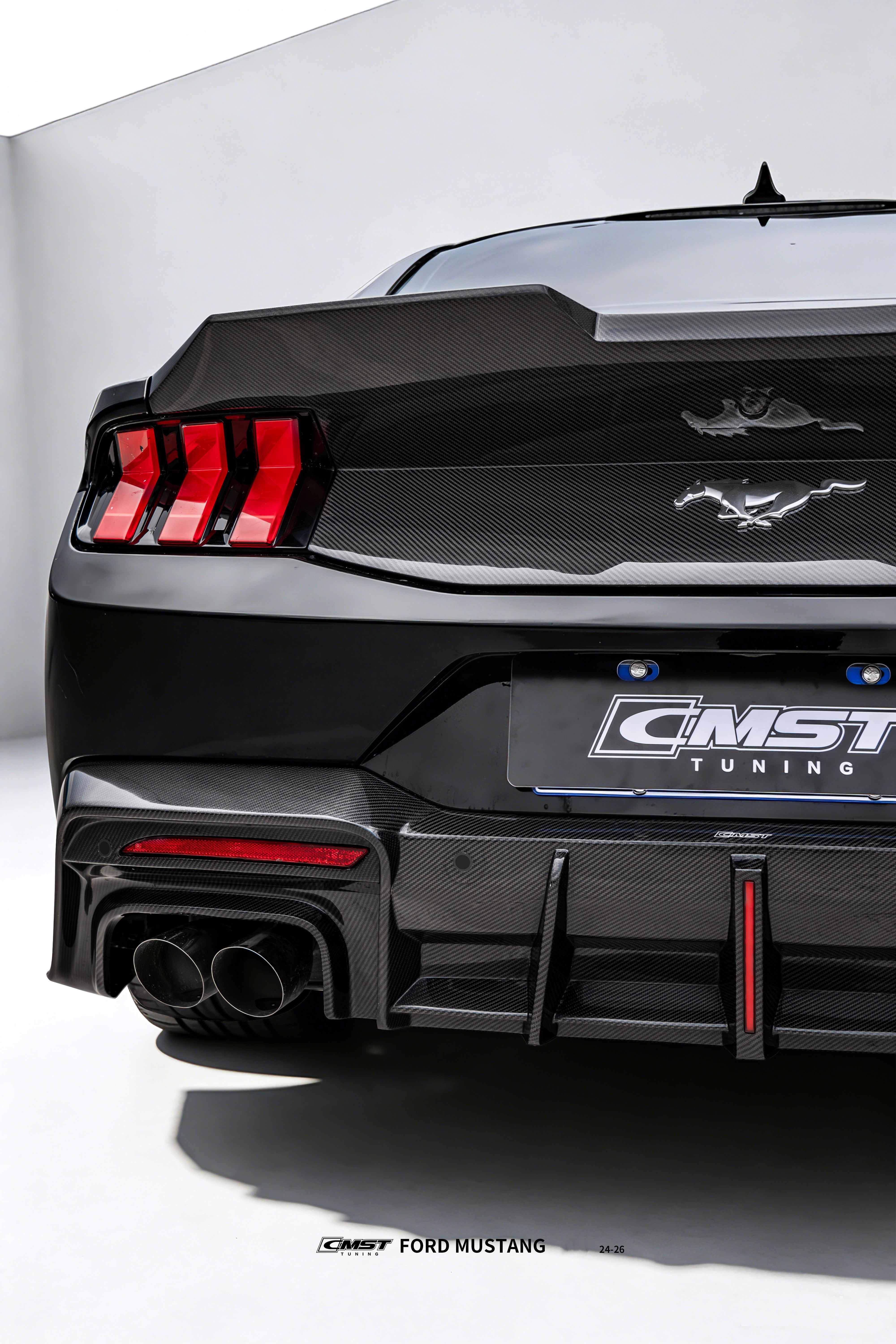 Ford Mustang S650 2.3 Ecoboost 5.0 GT Dark Horse 2024-ON with Aftermarket Parts - Rear Ducktail Trunk Lid Carbon Fiber / FRP from CMST Tuning