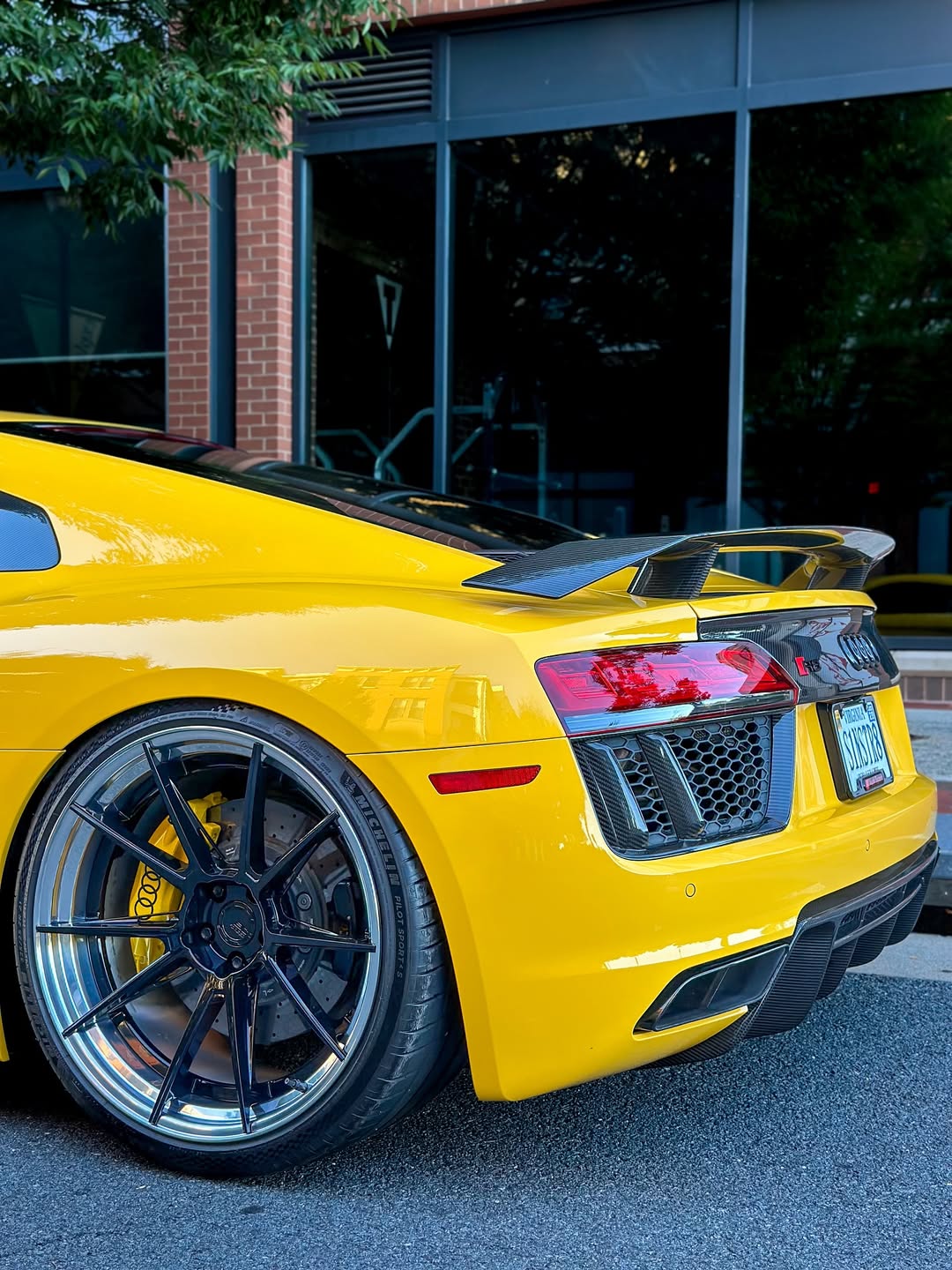Audi R8 Gen 2 2017 2018 with Aftermarket Parts - V Style Rear Spoiler Carbon Fiber from CMST Tuning