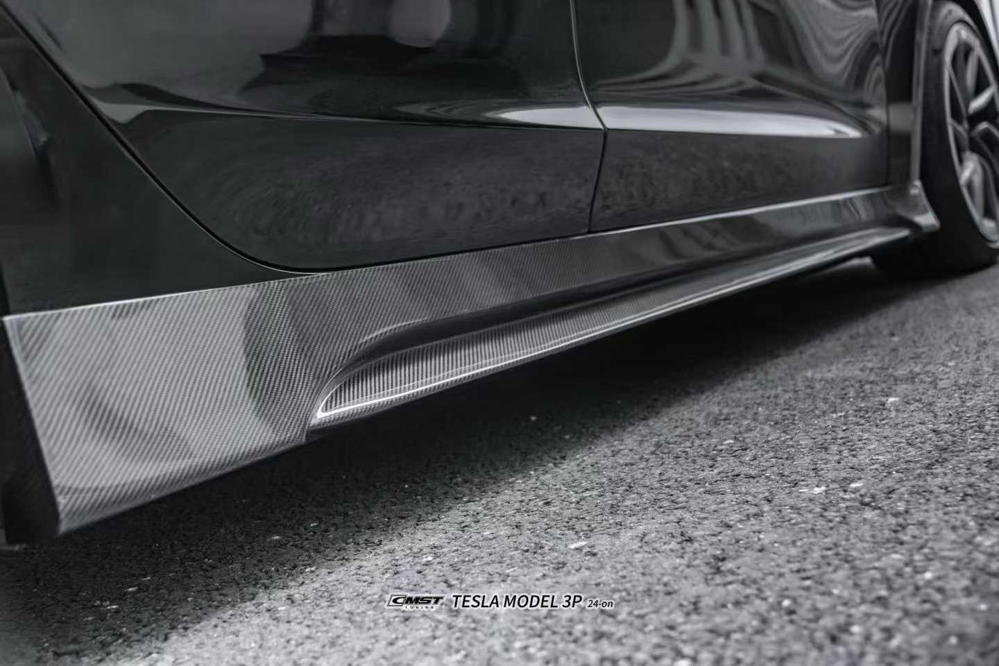 Tesla Model 3 Highland / Performance 2024-ON with Aftermarket Parts - V1 Style Side Skirts Carbon Fiber from CMST Tuning