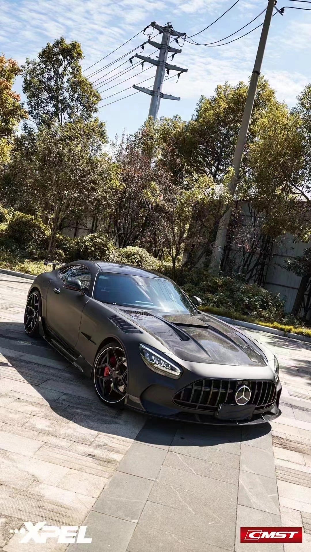 Benz AMG GT GTS GTC GTR C190 2016-2021 (designed to work with CMST Black Series Style Front Bumper, small wider lips would need to be shaved off for fitment with OEM width bumper) with Aftermarket Parts - Front Fenders Carbon Fiber / FRP from CMST Tuning
