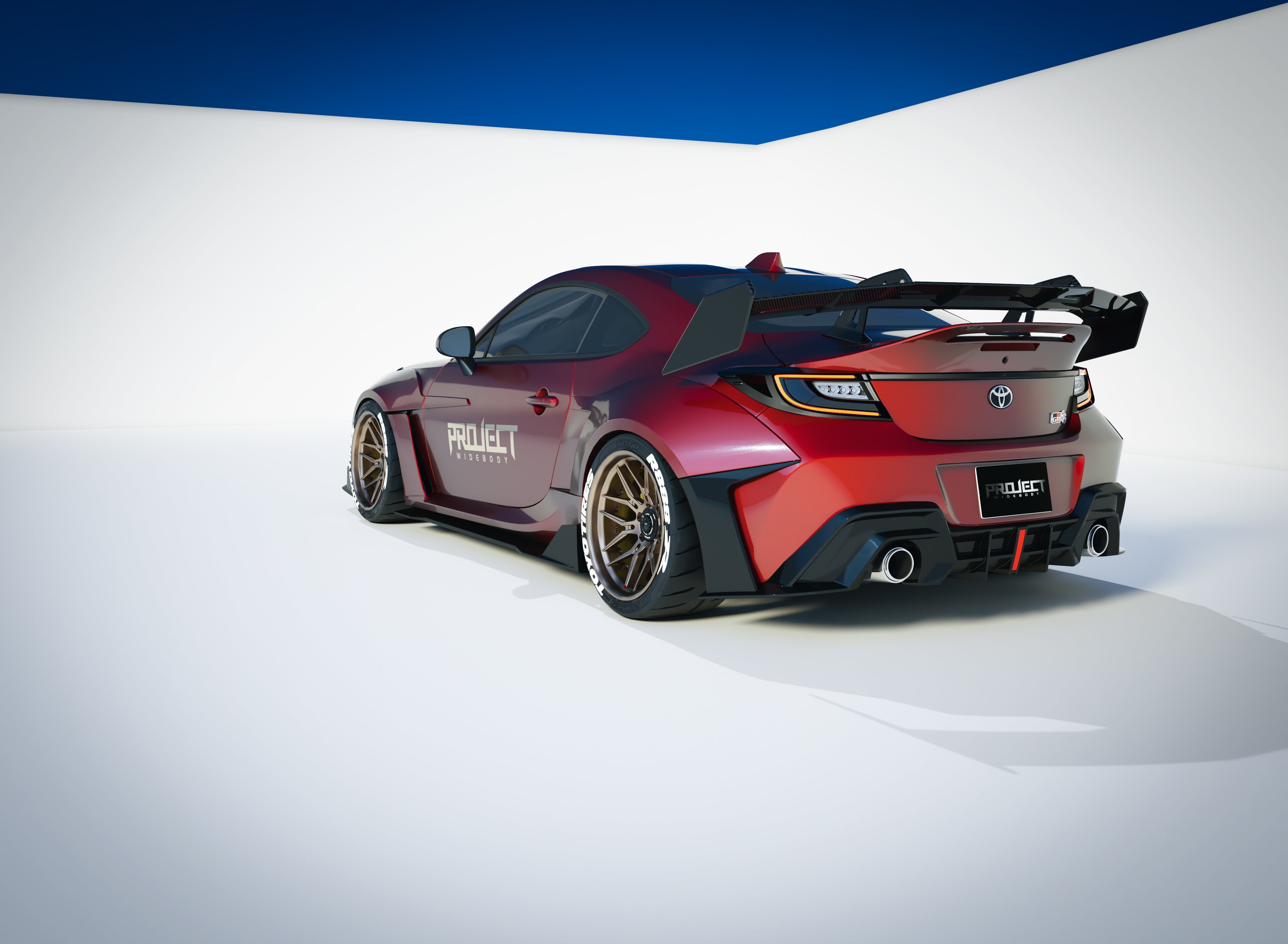 Subaru BRZ ZD8 2022-ON &  Toyota GR86 ZN8 2022-ON with Aftermarket Parts - PROJECT WIDEBODY Rear Bumper Valences Carbon Fiber / FRP from CMST Tuning