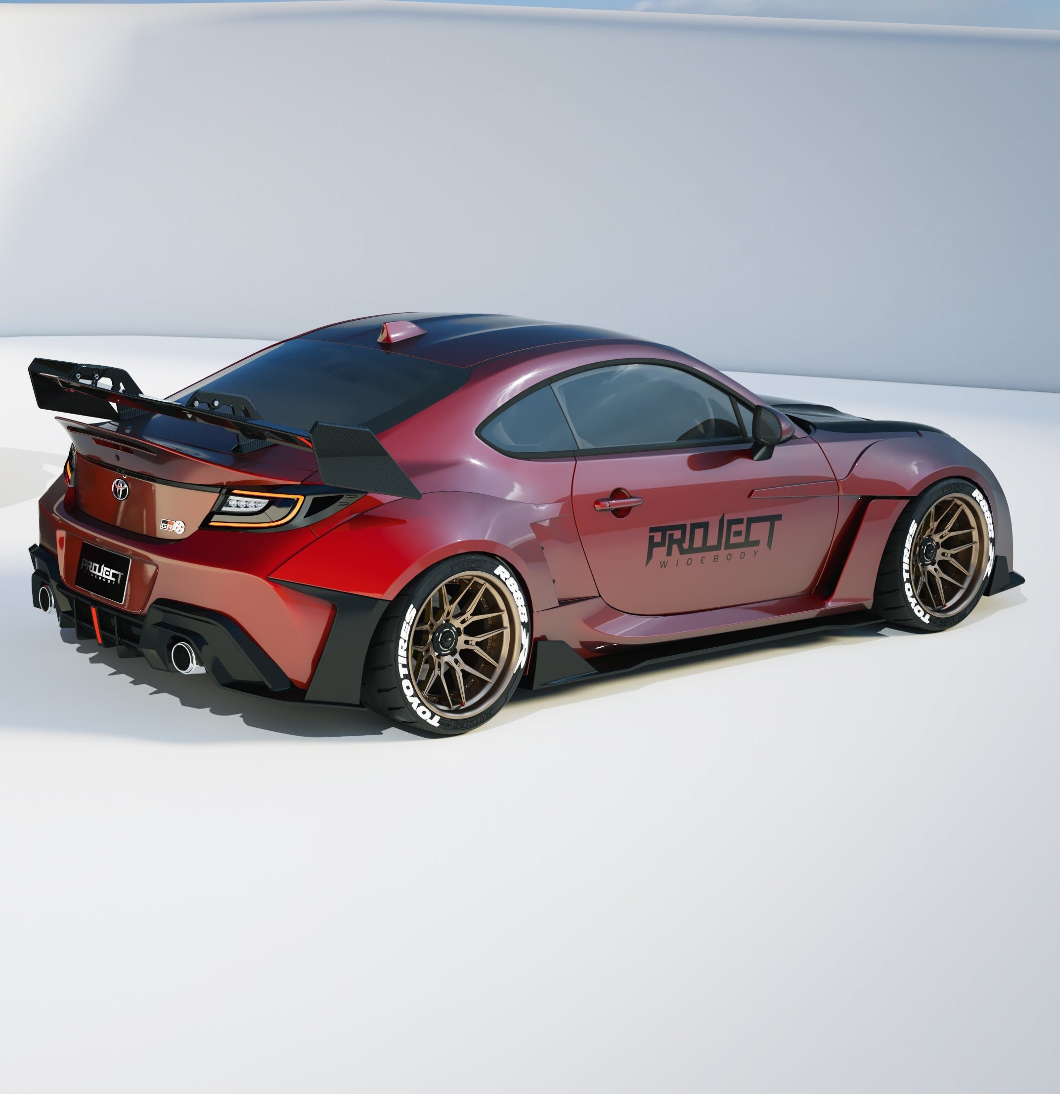 Subaru BRZ ZD8 2022-ON &  Toyota GR86 ZN8 2022-ON with Aftermarket Parts - PROJECT WIDEBODY Rear Bumper Valences Carbon Fiber / FRP from CMST Tuning