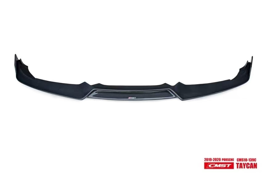 Porsche Taycan 9J1 Sedan/Cross Turismo RWD/4S/GTS/Turbo/Turbo S 2020-2024 (RWD/4S/GTS trims will require Sport Design Package) with Aftermarket Parts - Front Lip Vacuumed Carbon Fiber / FRP CMST Tuning