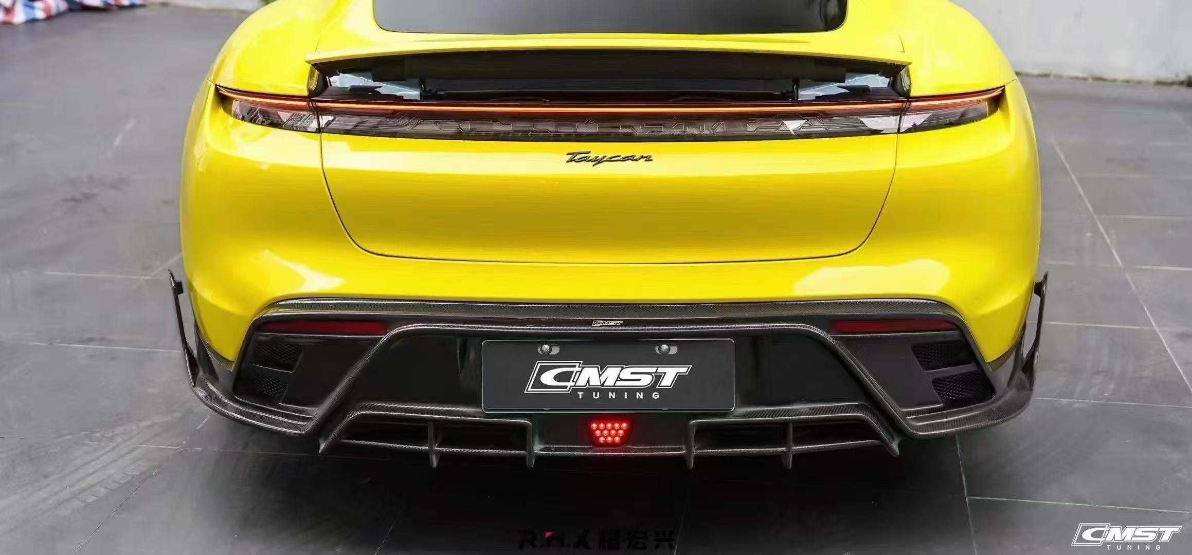 Porsche Taycan 9J1 Sedan/Cross Turismo RWD/4S/GTS/Turbo/Turbo S 2020-ON with Aftermarket Parts - Rear Diffuser & Canards Carbon Fiber / FRP from CMST Tuning