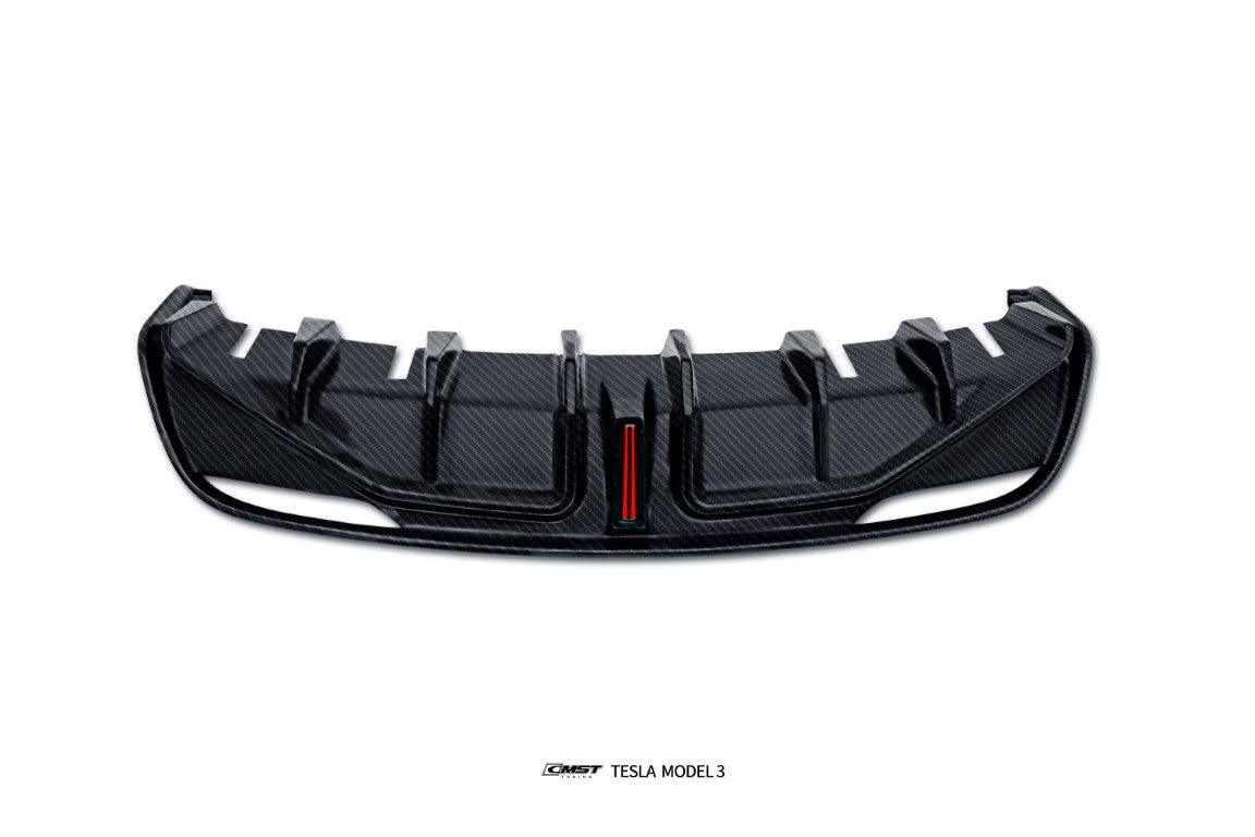 Tesla Model 3 Highland / Performance with 2024-ON Aftermarket Parts - V2 Style Rear Diffuser & Canards Carbon Fiber from CMST Tuning