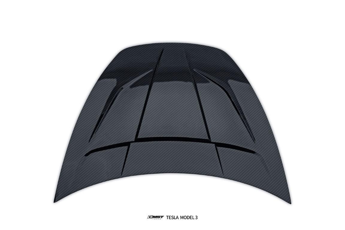 Tesla Model 3 Highland / Performance 2024-ON with Aftermarket Parts - V1 Style Hood Bonnet Carbon Fiber / FRP from CMST Tuning