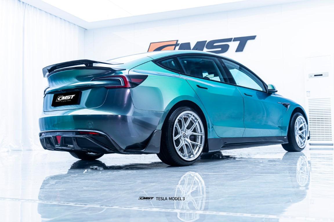 Tesla Model 3 Highland 2024-ON with Aftermarket Parts - V1 Style Carbon Fiber Side Skirts from CMST Tuning