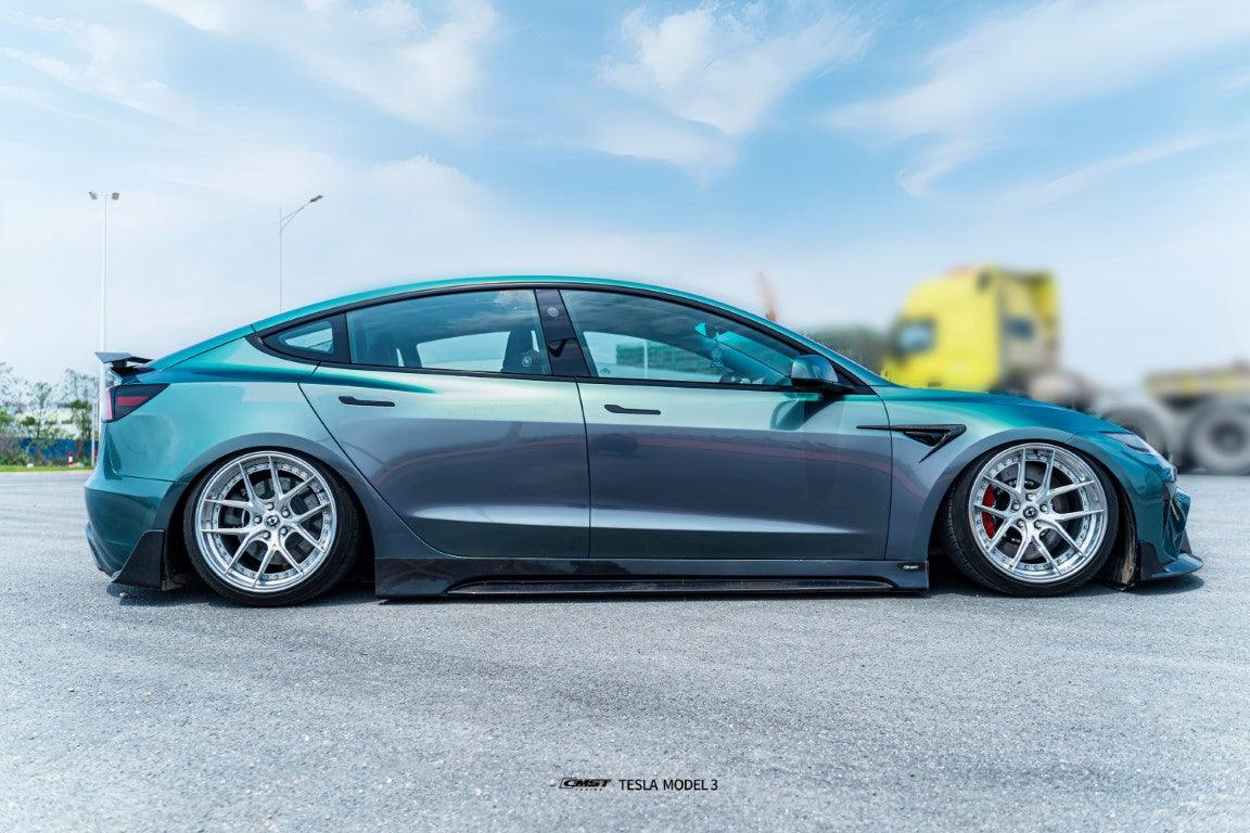 Tesla Model 3 Highland 2024-ON with Aftermarket Parts - V1 Style Carbon Fiber Side Skirts from CMST Tuning