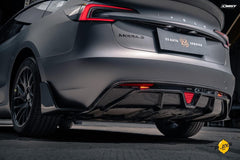 Tesla Model 3 Highland / Performance 2024-ON with Aftermarket Parts - V1 Style Rear Diffuser & Canards Carbon Fiber from CMST Tuning