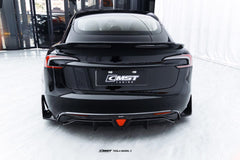 Tesla Model 3 Highland / Performance 2024-ON with Aftermarket Parts - V1 Style Rear Diffuser & Canards Carbon Fiber from CMST Tuning