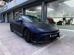 Tesla Model 3 Highland 2024-ON with Aftermarket Parts - Horizon Style Front Bumper & Lip Carbon Fiber / FRP from CMST Tuning
