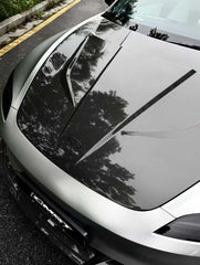 Tesla Model 3 Highland / Performance 2024-ON with Aftermarket Parts - V1 Style Hood Bonnet Carbon Fiber / FRP from CMST Tuning