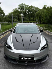 Tesla Model 3 Highland / Performance 2024-ON with Aftermarket Parts - V1 Style Hood Bonnet Carbon Fiber / FRP from CMST Tuning