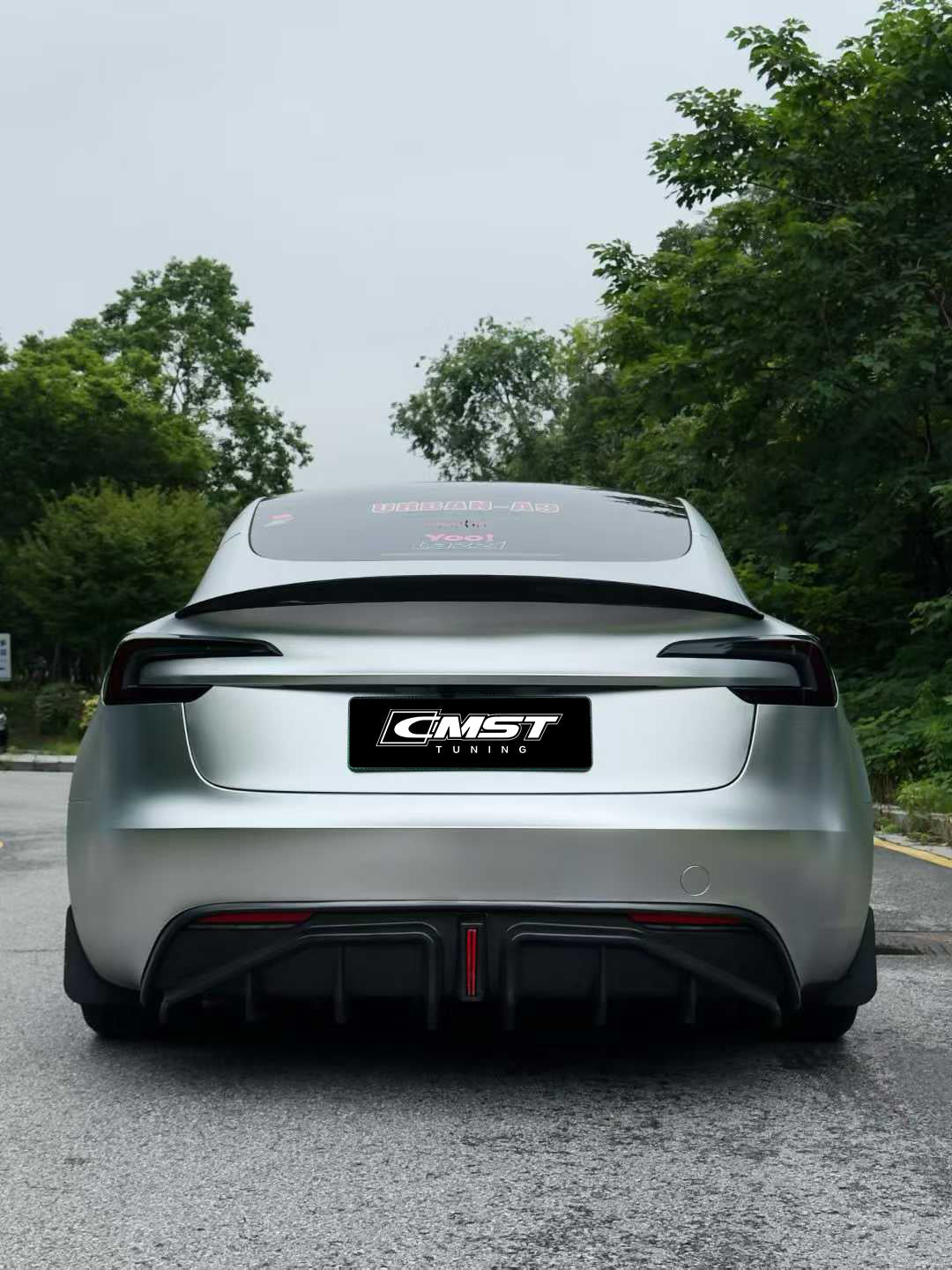 Tesla Model 3 Highland / Performance with 2024-ON Aftermarket Parts - V2 Style Rear Diffuser & Canards Carbon Fiber from CMST Tuning
