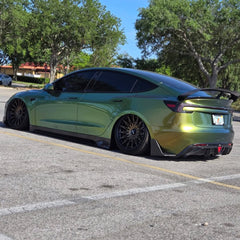 Tesla Model 3 Highland / Performance 2024-ON with Aftermarket Parts - V1 Style Rear Diffuser & Canards Carbon Fiber from CMST Tuning