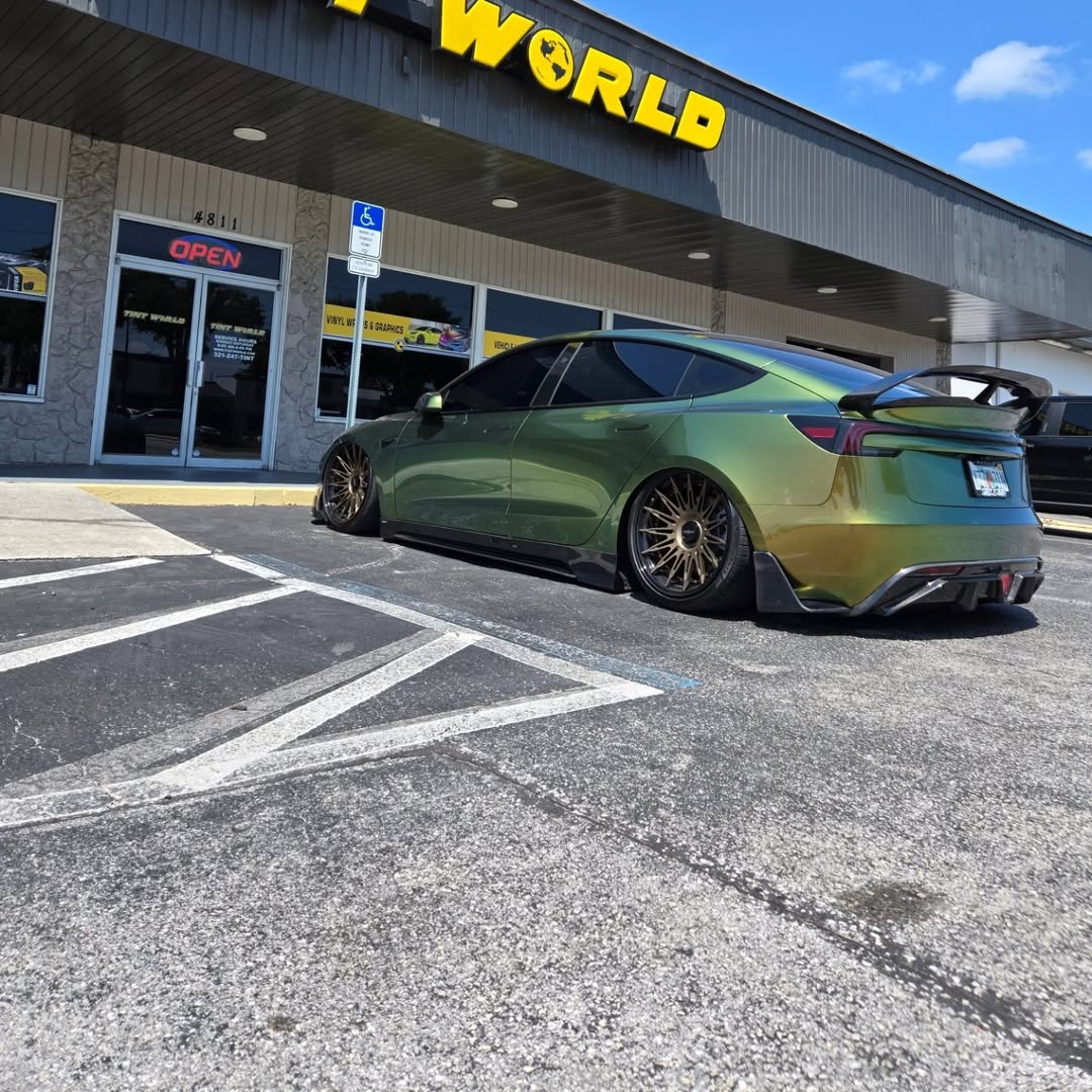 Tesla Model 3 Highland / Performance 2024-ON with Aftermarket Parts - V1 Style Rear Diffuser & Canards Carbon Fiber from CMST Tuning