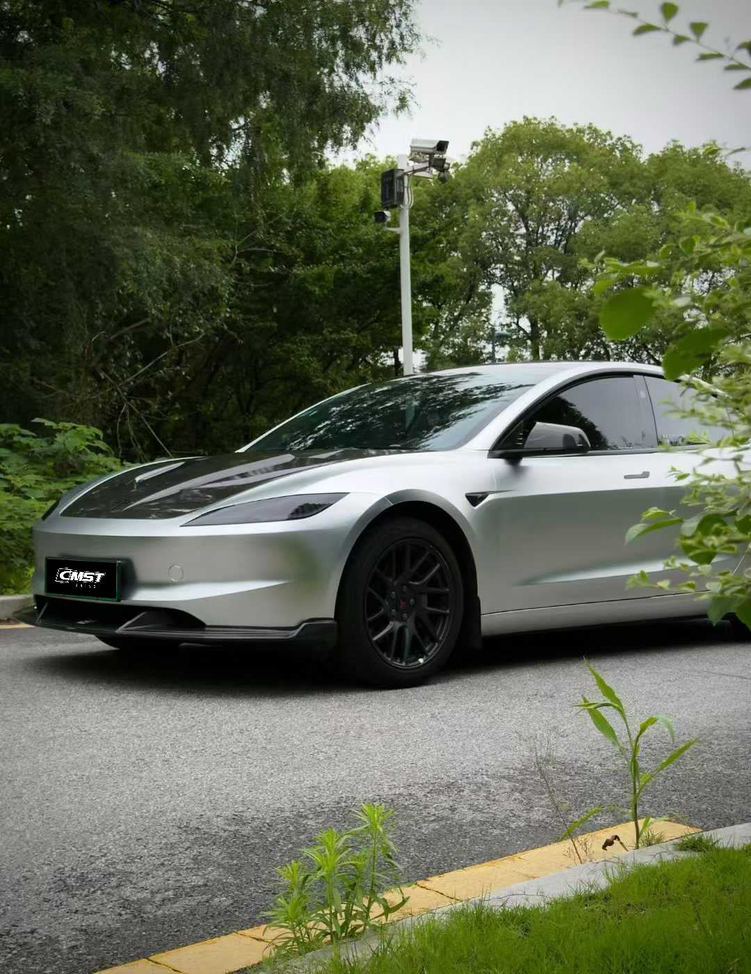 Tesla Model 3 Highland 2024-ON with Aftermarket Parts - V1 Front Lip Carbon Fiber from CMST Tuning