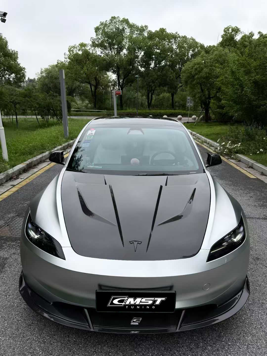 Tesla Model 3 Highland 2024-ON with Aftermarket Parts - V1 Front Lip Carbon Fiber from CMST Tuning