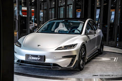 Tesla Model 3 Performance 2024-ON with Aftermarket Parts - V1 Front Lip Carbon Fiber / FRP from CMST Tuning