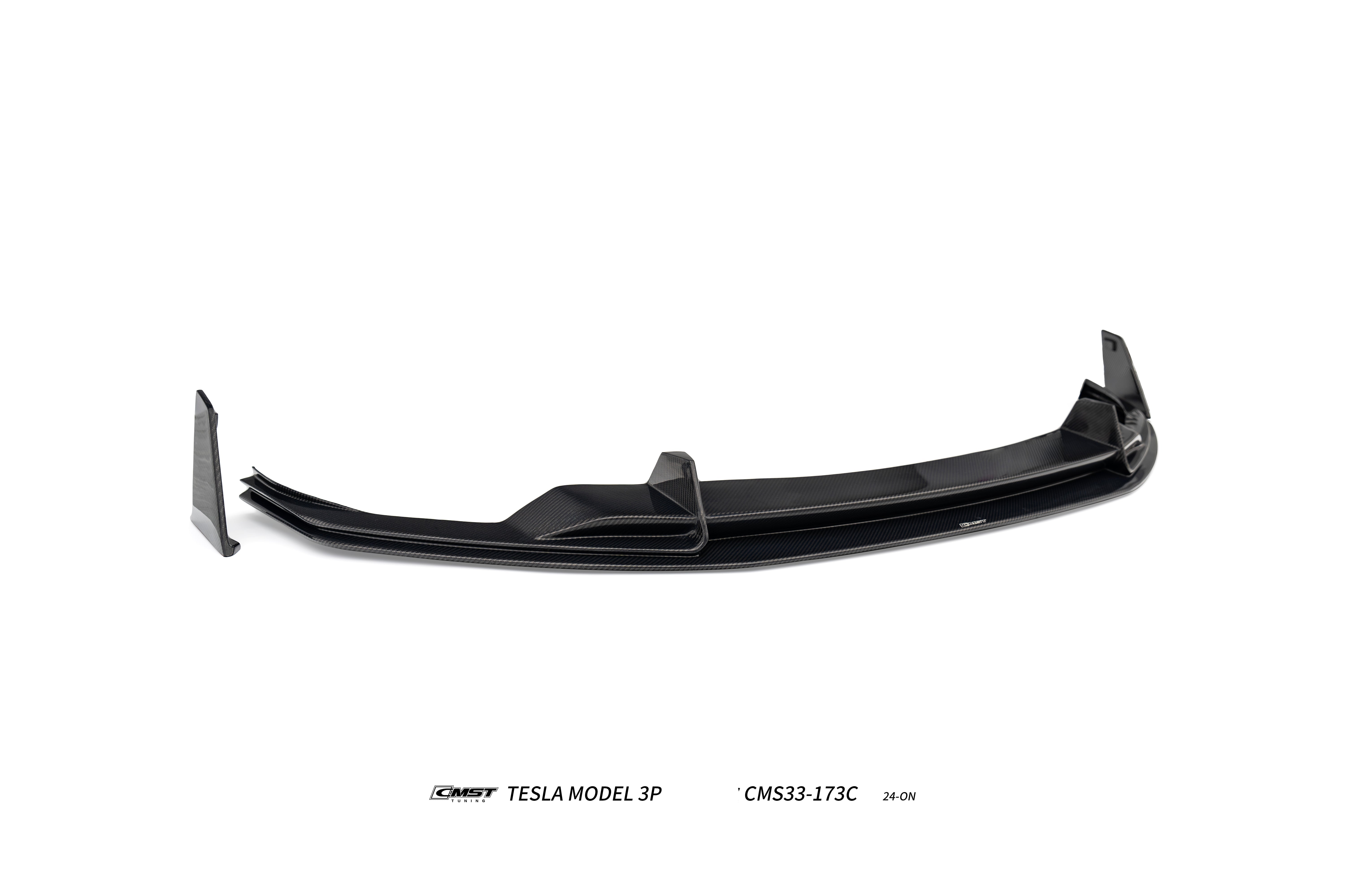 Tesla Model 3 Performance 2024-ON with Aftermarket Parts - V1 Front Lip Carbon Fiber / FRP from CMST Tuning