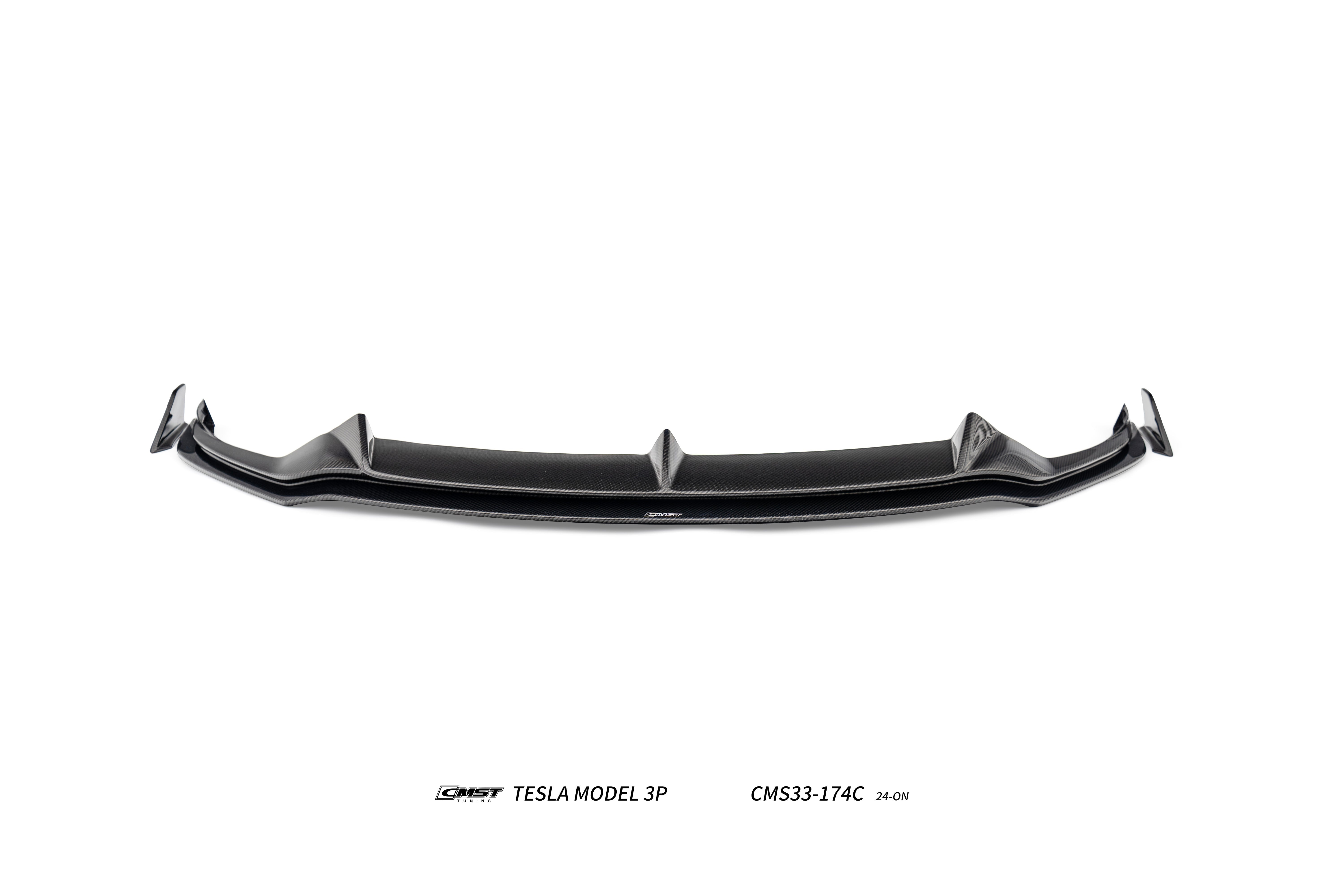 Tesla Model 3 Performance 2024-ON with Aftermarket Parts - V2 Front Lip Carbon Fiber / FRP from CMST Tuning