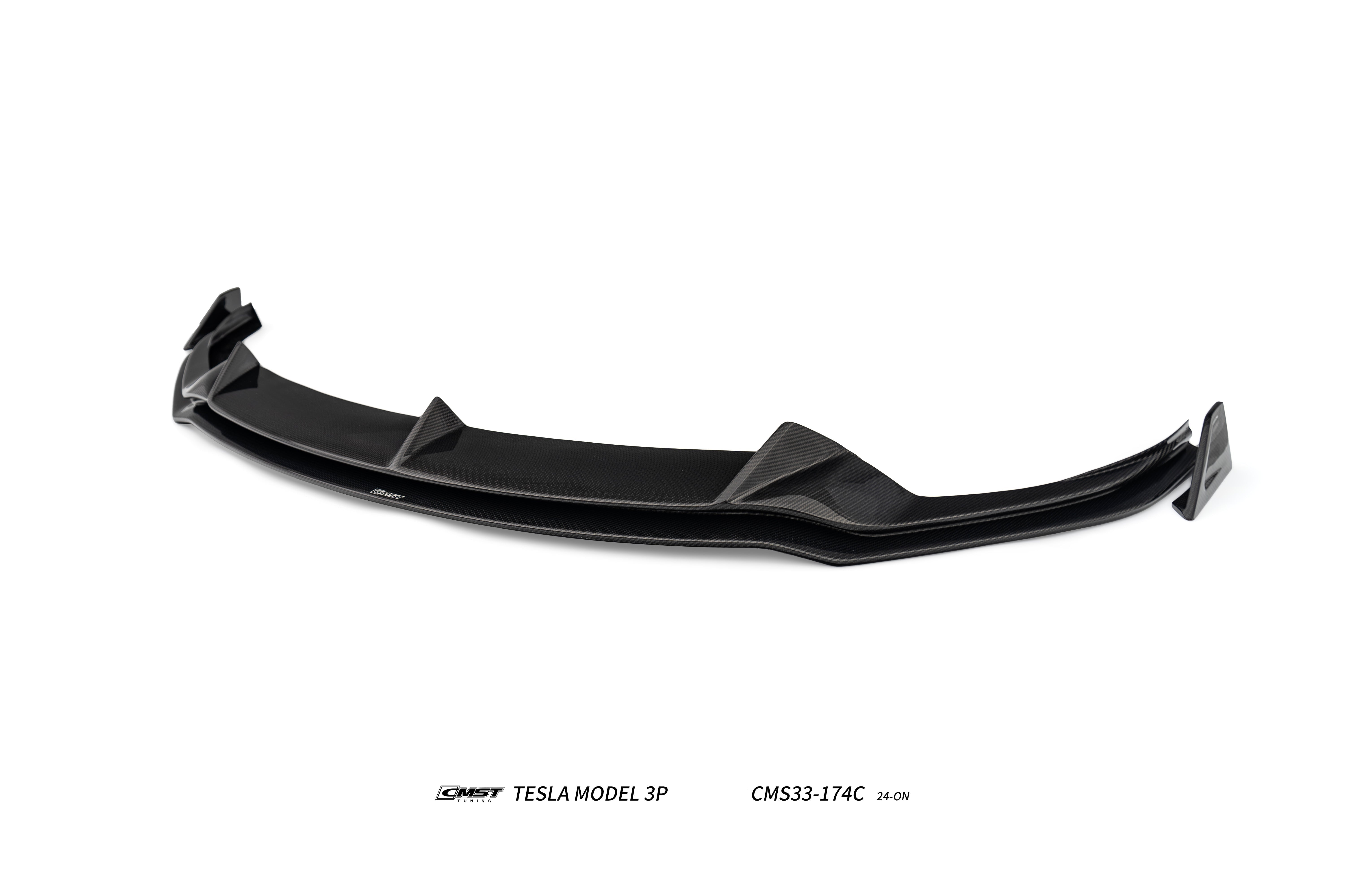 Tesla Model 3 Performance 2024-ON with Aftermarket Parts - V2 Front Lip Carbon Fiber / FRP from CMST Tuning