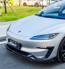 Tesla Model 3 Performance 2024-ON with Aftermarket Parts - V2 Front Lip Carbon Fiber / FRP from CMST Tuning