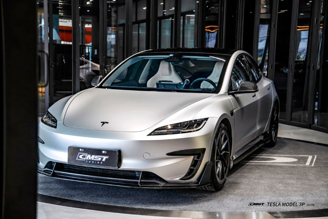 Tesla Model 3 Performance 2024-ON with Aftermarket Parts - Upper Valences Carbon Fiber / FRP from CMST Tuning