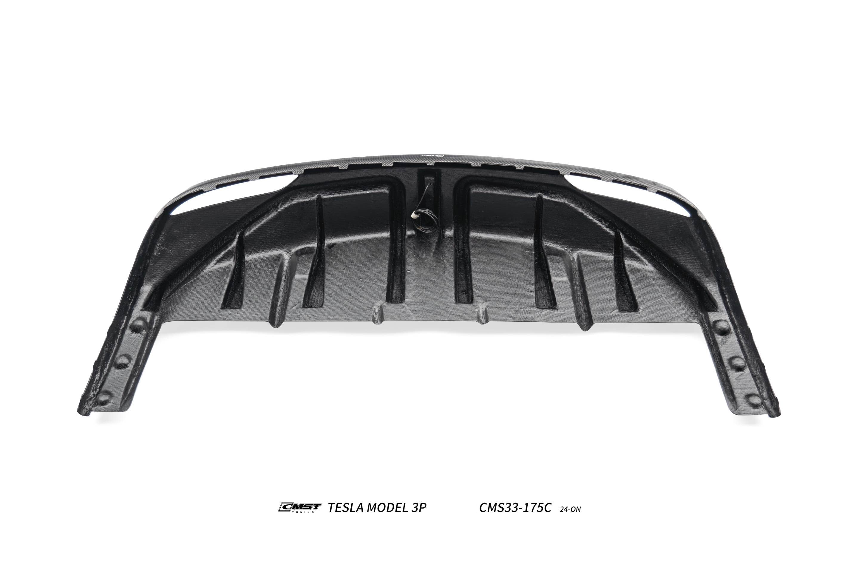 Tesla Model 3 Performance 2024-ON with Aftermarket Parts - V1 Rear Diffuser Carbon Fiber / FRP from CMST Tuning
