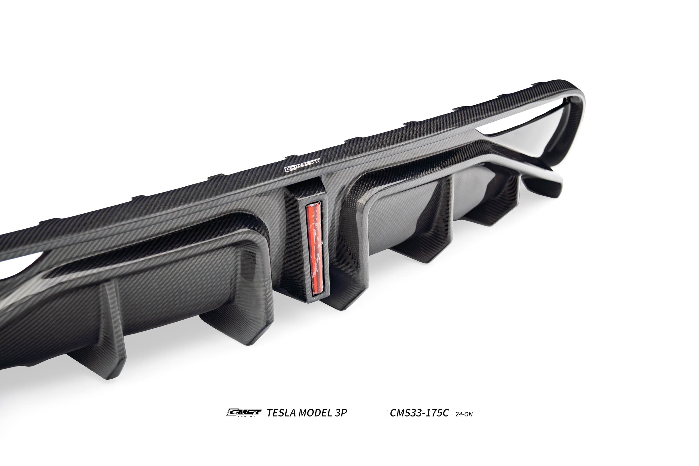 Tesla Model 3 Performance 2024-ON with Aftermarket Parts - V1 Rear Diffuser Carbon Fiber / FRP from CMST Tuning