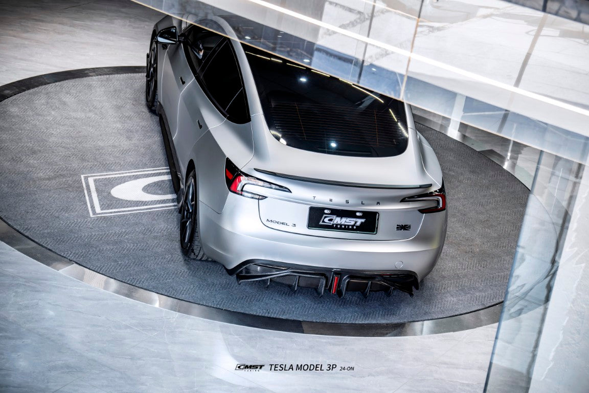 Tesla Model 3 Performance 2024-ON with Aftermarket Parts - V1 Rear Diffuser Carbon Fiber / FRP from CMST Tuning
