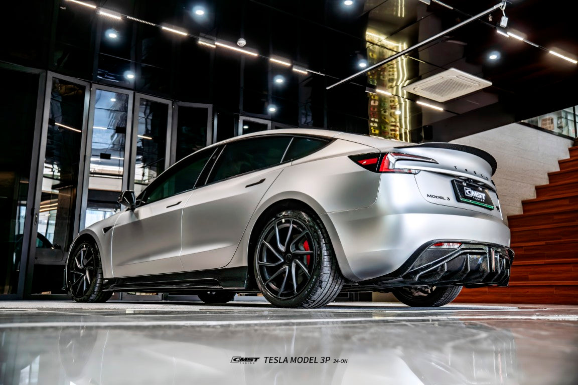 Tesla Model 3 Performance 2024-ON with Aftermarket Parts - V1 Rear Diffuser Carbon Fiber / FRP from CMST Tuning