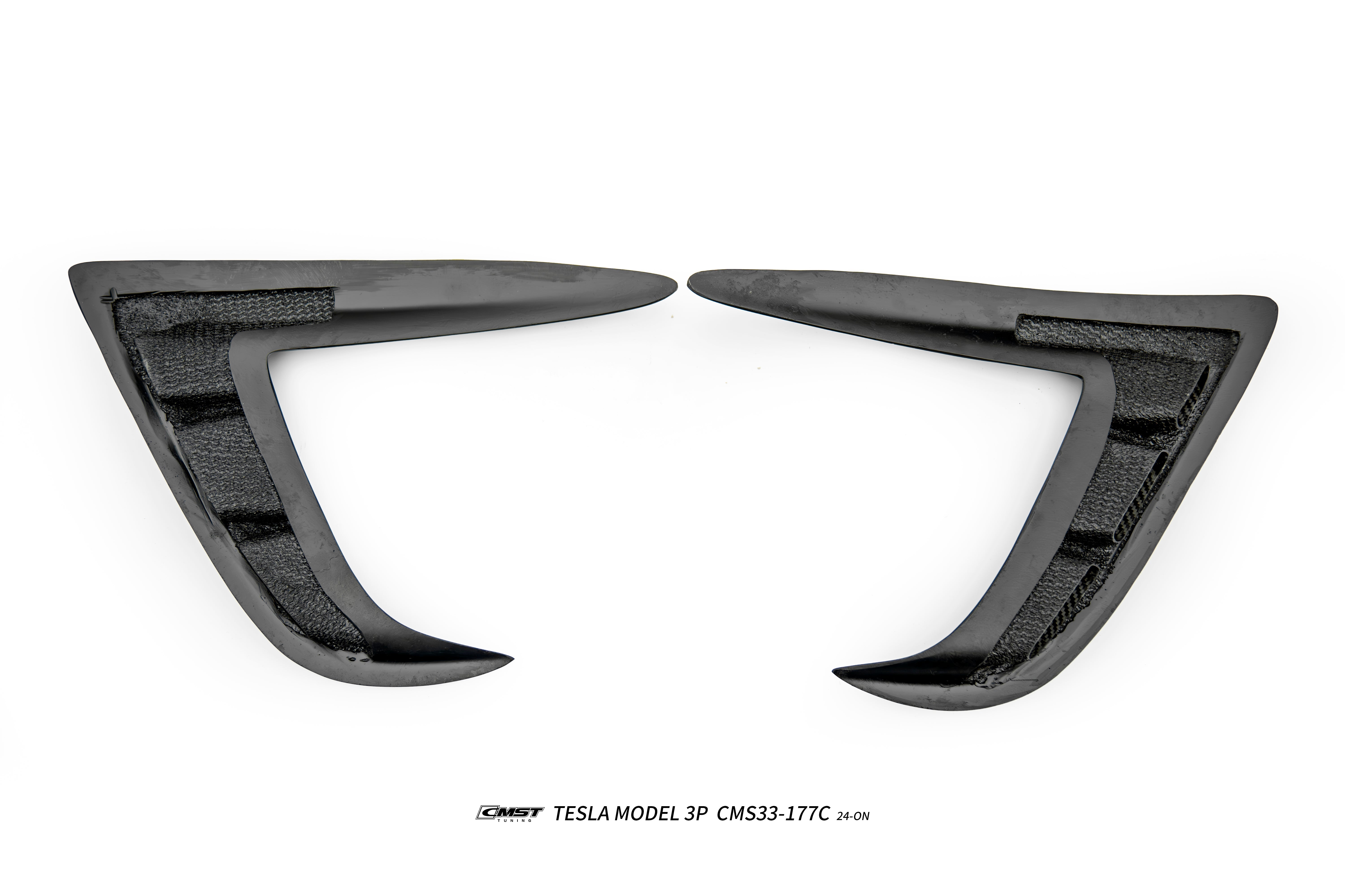 Tesla Model 3 Performance 2024-ON with Aftermarket Parts - Upper Valences Carbon Fiber / FRP from CMST Tuning