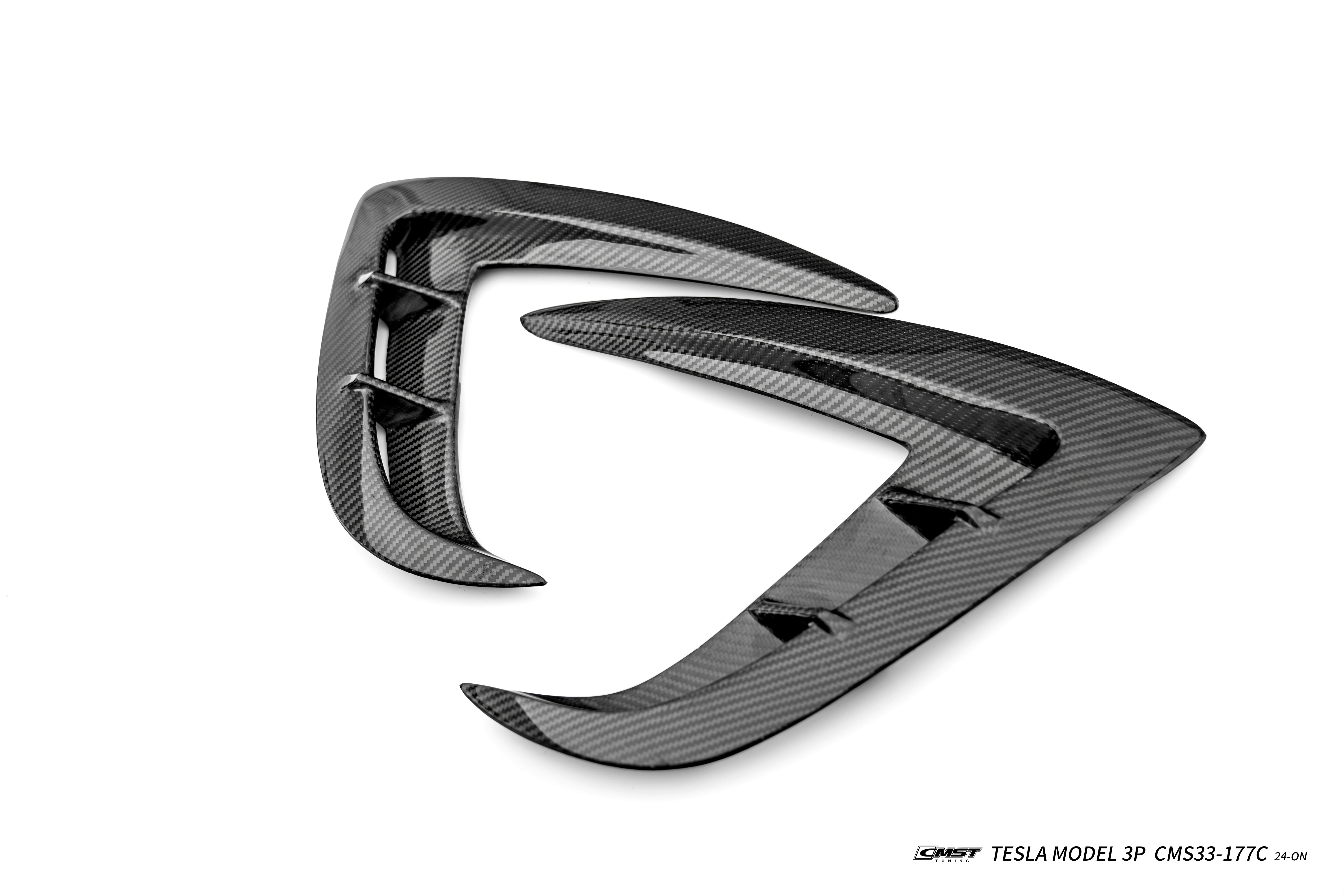 Tesla Model 3 Performance 2024-ON with Aftermarket Parts - Upper Valences Carbon Fiber / FRP from CMST Tuning