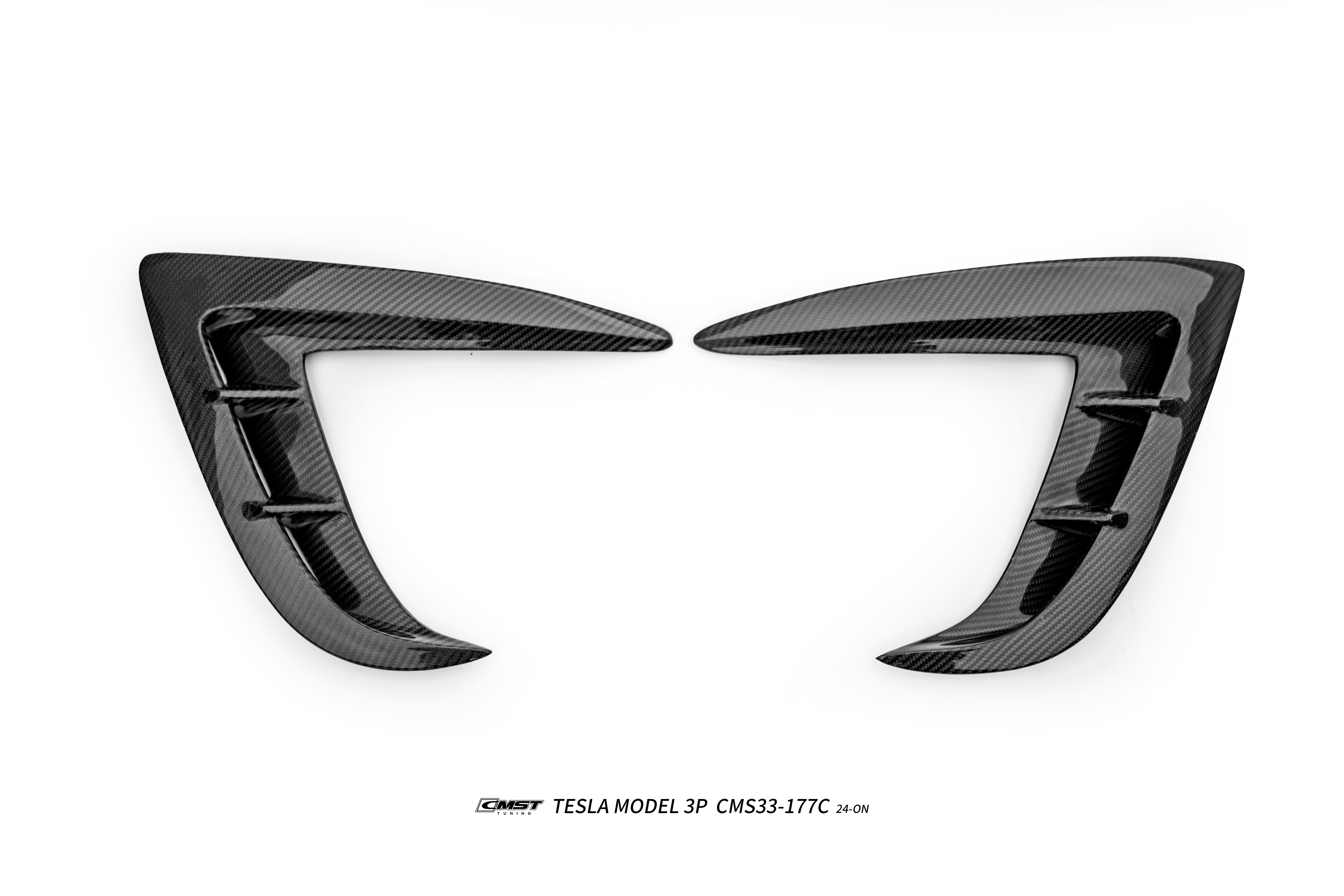 Tesla Model 3 Performance 2024-ON with Aftermarket Parts - Upper Valences Carbon Fiber / FRP from CMST Tuning