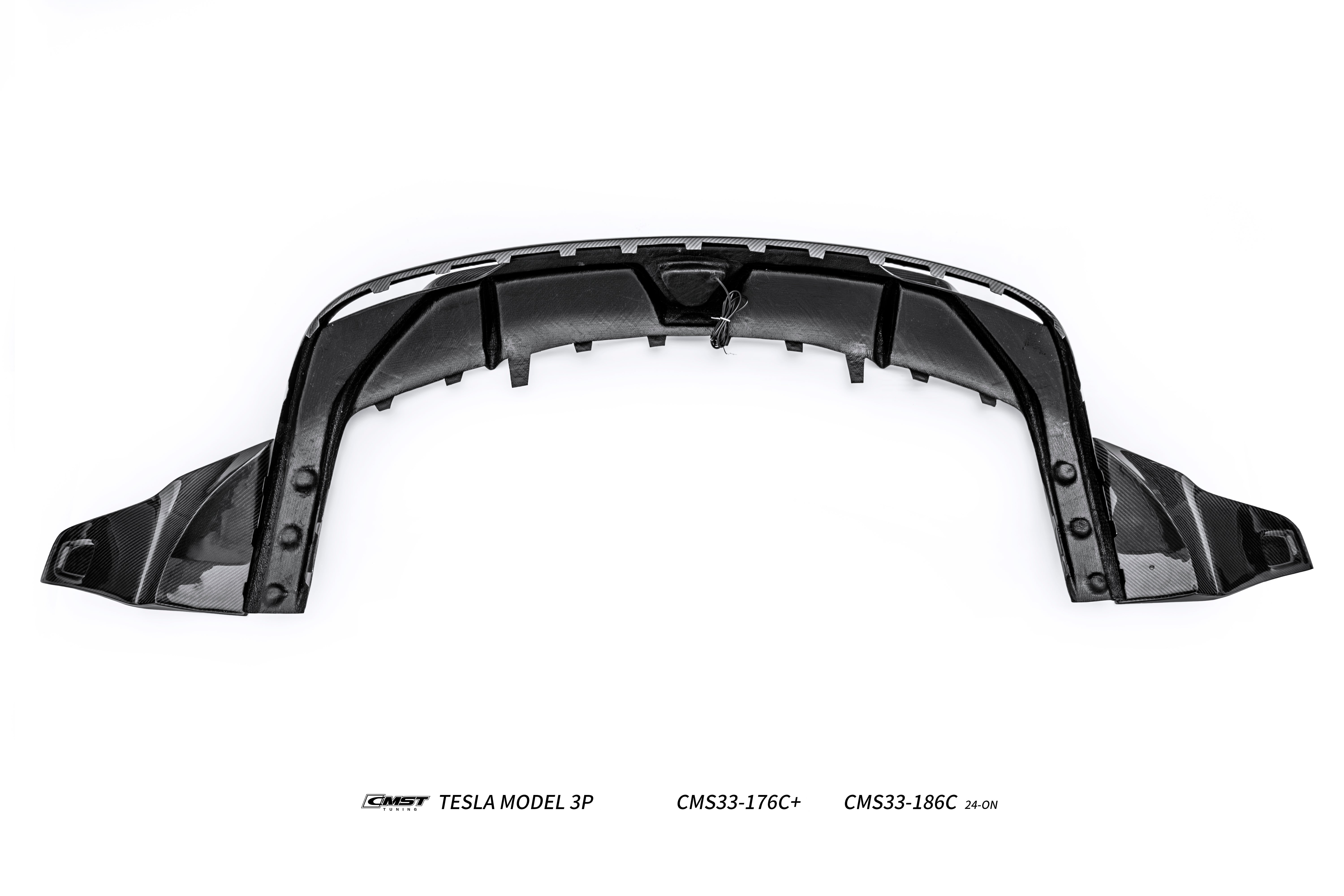 Tesla Model 3 Highland Performance 2024-ON with Aftermarket Parts - V2 Rear Diffuser &  Canards Carbon Fiber / FRP from CMST Tuning