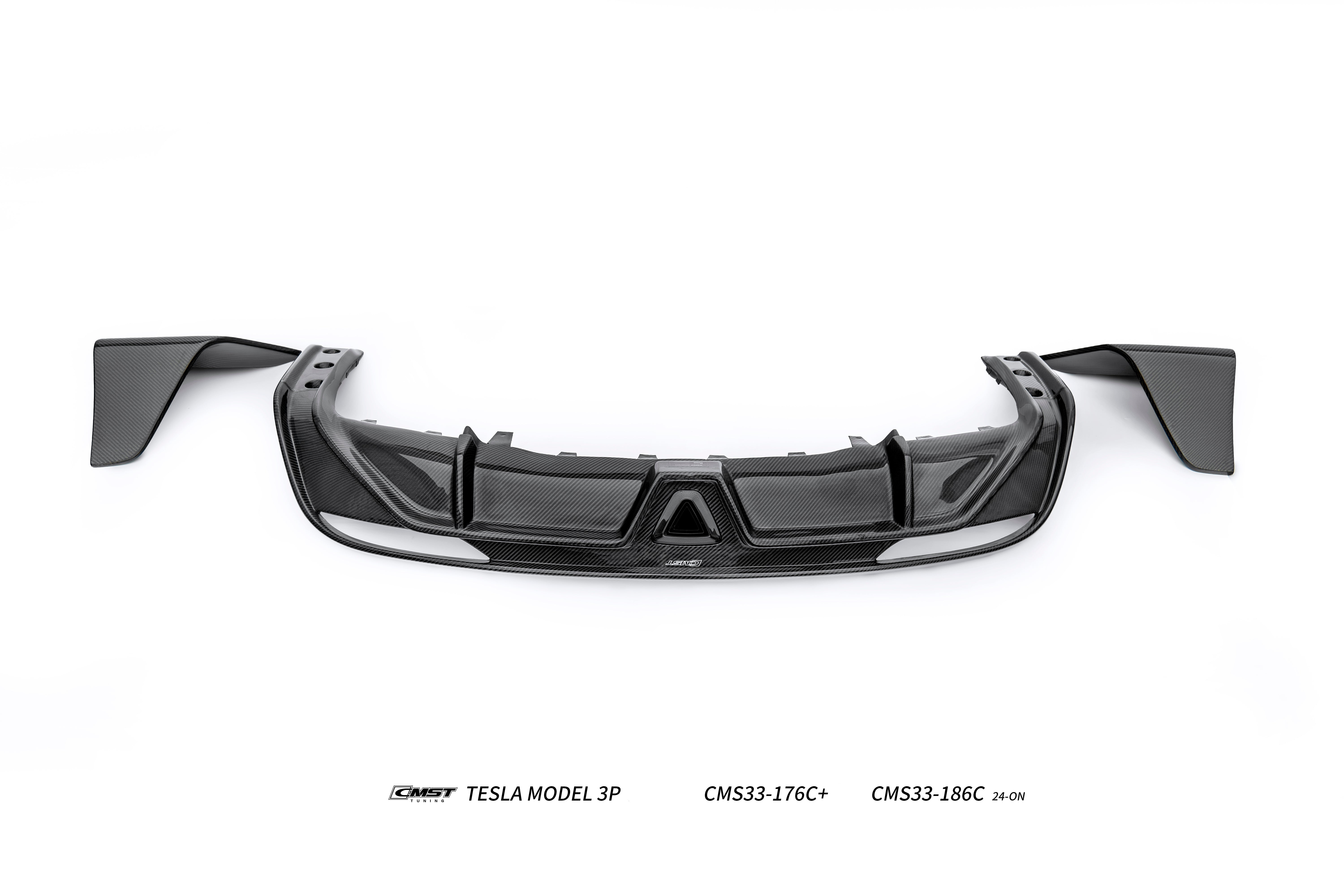 Tesla Model 3 Highland Performance 2024-ON with Aftermarket Parts - V2 Rear Diffuser &  Canards Carbon Fiber / FRP from CMST Tuning
