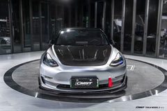 Tesla Model 3 Performance Long Range Standard Base 2017 2018 2019 2020 2021 2022 2023 with Aftermarket Parts - V1 Hood Bonnet Carbon Fiber / FRP from CMST Tuning