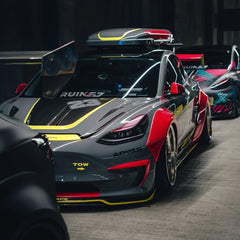 Tesla Model 3 Performance Long Range Standard Base 2017 2018 2019 2020 2021 2022 2023 with Aftermarket Parts - V1 Hood Bonnet Carbon Fiber / FRP from CMST Tuning
