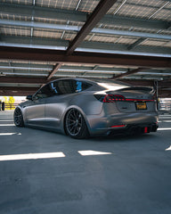 Tesla Model 3 Performance Long Range Standard Base 2017 2018 2019 2020 2021 2022 2023 with Aftermarket Parts - V1 Rear Duck Bill Tail Spoiler Carbon Fiber / FRP from CMST Tuning