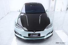 Tesla Model S 2nd Gen late 2016-early 2021 with Aftermarket Parts - Front Lip Splitter Carbon Fiber / FRP from CMST Tuning