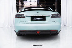 Tesla Model S 1st & 2nd Gen 2012-early 2021 with Aftermarket Parts - Rear Duck Bill Tail Spoiler Carbon Fiber / FRP from CMST Tuning