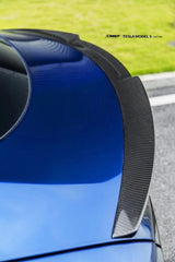 Tesla Model S 3rd Gen late 2021 2022 2023 2024 with Aftermarket Parts - Rear Spoiler Carbon Fiber / FRP from CMST Tuning