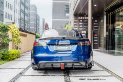 Tesla Model S 3rd Gen late 2021 2022 2023 2024 with Aftermarket Parts - Rear Diffuser & Canards Carbon Fiber / FRP from CMST Tuning