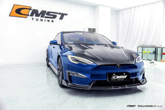 Tesla Model S 3rd Gen late 2021-ON with Aftermarket Parts - V2 Style Carbon Fiber & FRP Hood from CMST Tuning