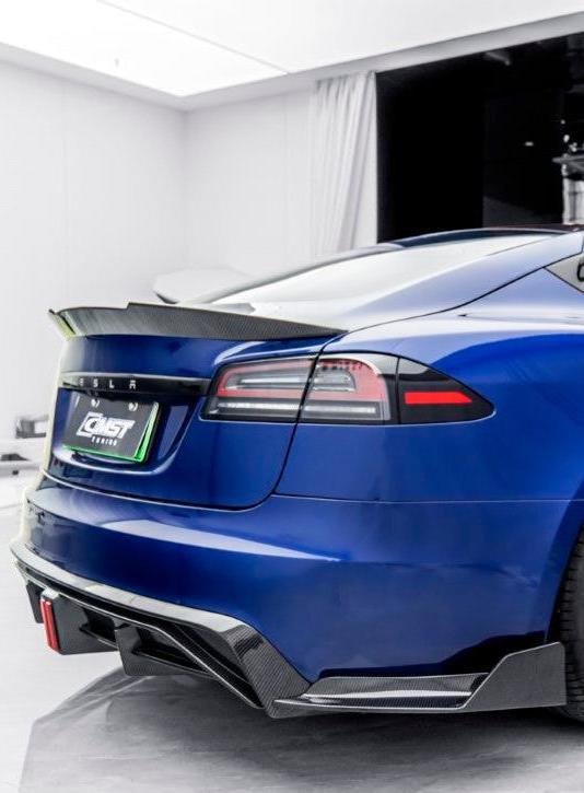 Tesla Model S 3rd Gen late 2021-ON with Aftermarket Parts - Pre-preg Carbon Fiber & FRP Rear Spoiler from CMST Tuning