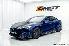 Tesla Model S 3rd Gen late 2021-ON with Aftermarket Parts - Pre-preg Carbon Fiber & FRP Side Skirts from CMST Tuning