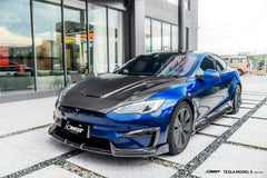 Tesla Model S 3rd Gen late 2021-ON with Aftermarket Parts - V2 Style Carbon Fiber & FRP Hood from CMST Tuning